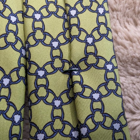 HERMÈS PARIS Equestrian Geometric Pattern Yellow Silk Tie 5339 TA - Picture 8 of 8